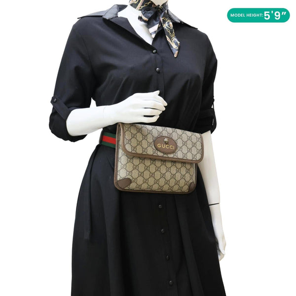 GUCCI Neo Vintage GG Supreme Canvas Waist Bag Beige 493930
