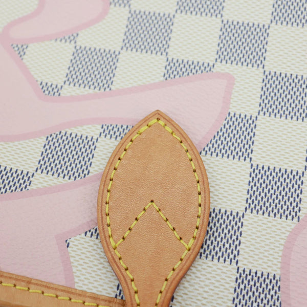 LOUIS VUITTON Neverfull MM Tahitienne Damier Azur Shoulder Bag Pink