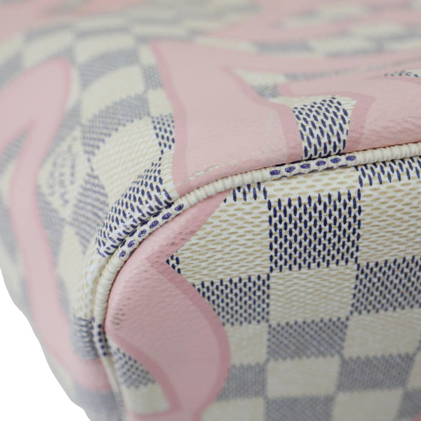 LOUIS VUITTON Neverfull MM Tahitienne Damier Azur Shoulder Bag Pink