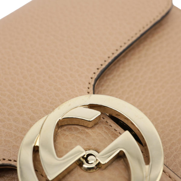 GUCCI Interlocking GG Small Dollar Calfskin Leather Crossbody Bag Beige 510304