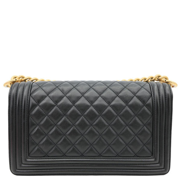 CHANEL Boy Flap Medium Chevron Lambskin Leather Chain Shoulder Bag Black