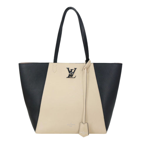 LOUIS VUITTON Lockme Cabas Leather Tote Bag Bicolor