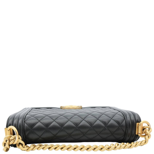 CHANEL Boy Flap Medium Chevron Lambskin Leather Chain Shoulder Bag Black