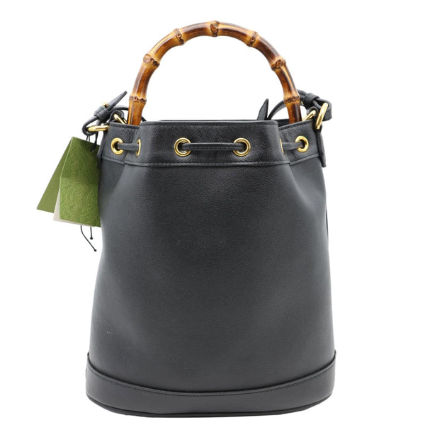 GUCCI Diana Bamboo Leather Bucket Bag Black 724652