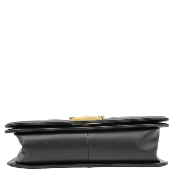 CHANEL Boy Flap Medium Chevron Lambskin Leather Chain Shoulder Bag Black
