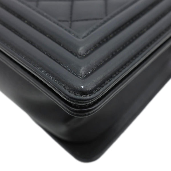 CHANEL Boy Flap Medium Chevron Lambskin Leather Chain Shoulder Bag Black