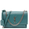 YVES SAINT LAURENT Monogram Sunset Medium Leather Satchel Crossbody Bag Green