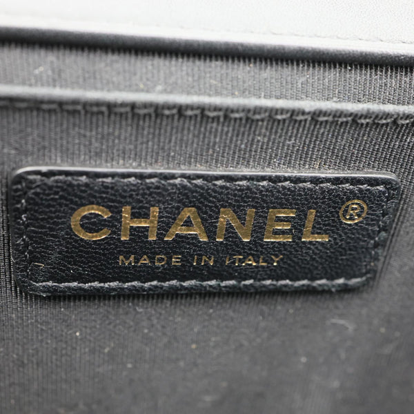 CHANEL Boy Flap Medium Chevron Lambskin Leather Chain Shoulder Bag Black