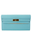 HERMES Kelly Calfskin Epsom Leather Long Wallet Blue