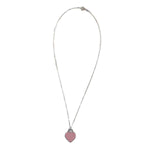TIFFANY & CO Return To Tiffany Mini Sterling Silver Enamel Diamond Double Heart Tag Pendant Pink