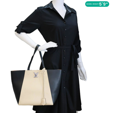LOUIS VUITTON Lockme Cabas Leather Tote Bag Bicolor