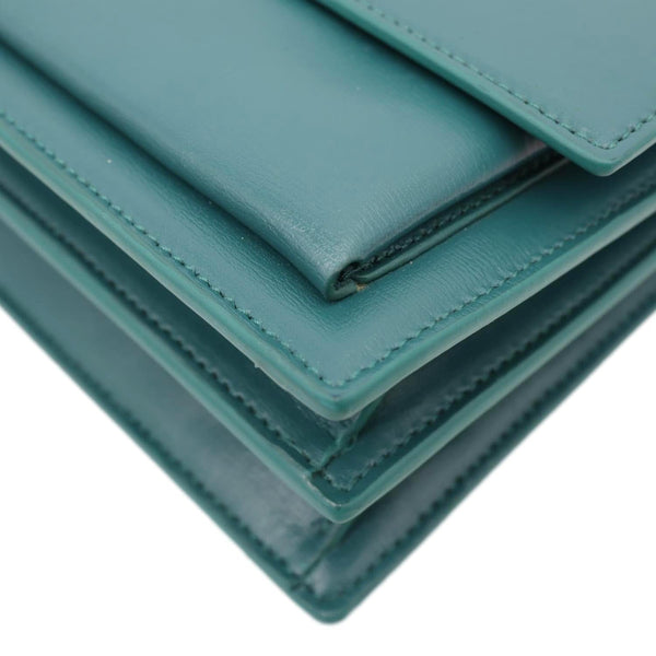 YVES SAINT LAURENT Monogram Sunset Medium Leather Satchel Crossbody Bag Green