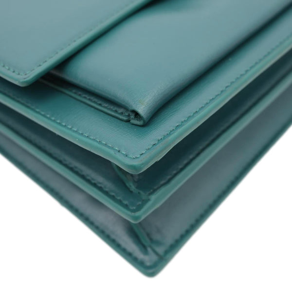 YVES SAINT LAURENT Monogram Sunset Medium Leather Satchel Crossbody Bag Green