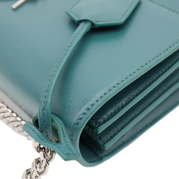 YVES SAINT LAURENT Monogram Sunset Medium Leather Satchel Crossbody Bag Green