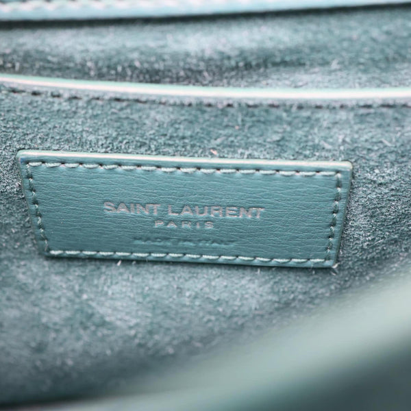 YVES SAINT LAURENT Monogram Sunset Medium Leather Satchel Crossbody Bag Green