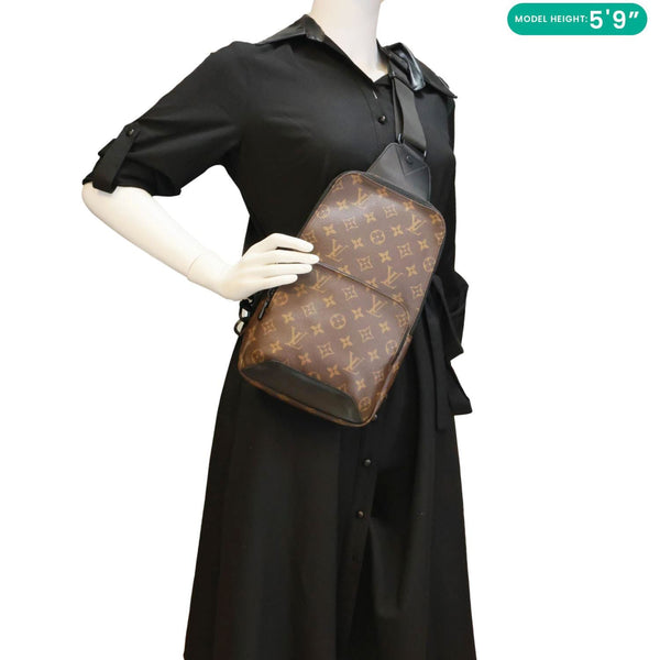 LOUIS VUITTON Avenue Sling Monogram Macassar Canvas Crossbody Bag Brown