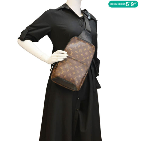 LOUIS VUITTON Avenue Sling Monogram Macassar Canvas Crossbody Bag Brown