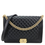 CHANEL Boy Flap Large Quilted Leather Crossbody Bag Black