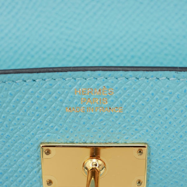HERMES Kelly Calfskin Epsom Leather Long Wallet Blue