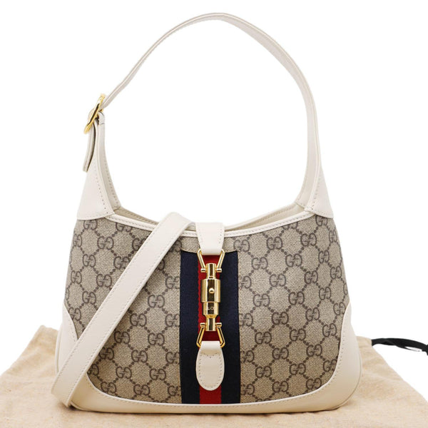 GUCCI Jackie 1961 Medium GG Supreme Canvas Hobo Bag White 636706