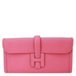 HERMES Jige Elan 29 Evercolor Leather Clutch Wallet Rose Azalee
