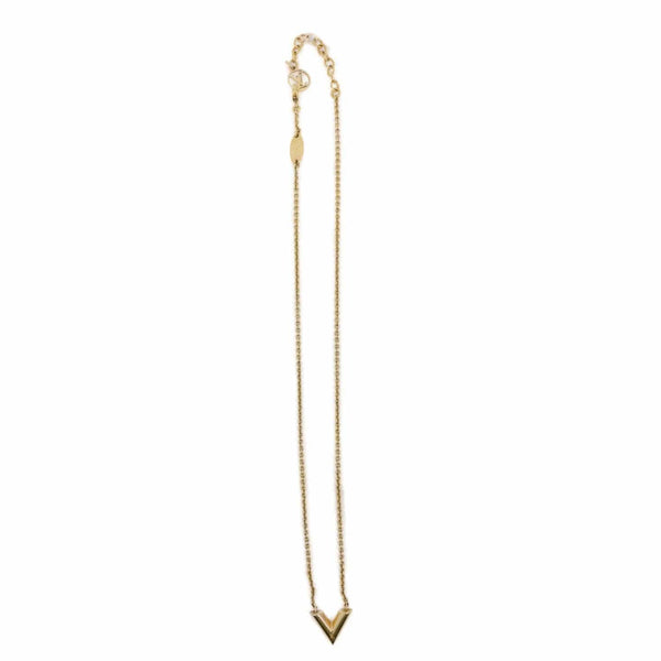 LOUIS VUITTON Essential V Metal Necklace Gold
