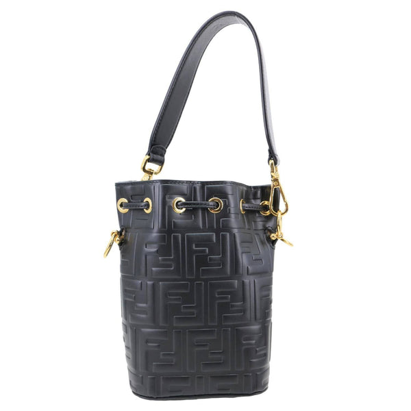 FENDI Mon Tresor Mini  Leather Bucket Crossbody Bag Black
