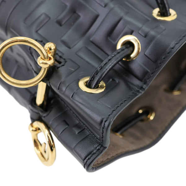FENDI Mon Tresor Mini  Leather Bucket Crossbody Bag Black
