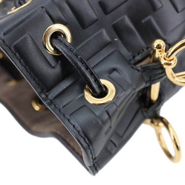 FENDI Mon Tresor Mini  Leather Bucket Crossbody Bag Black