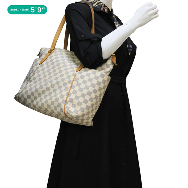 LOUIS VUITTON Totally MM Damier Azur Shoulder Bag White