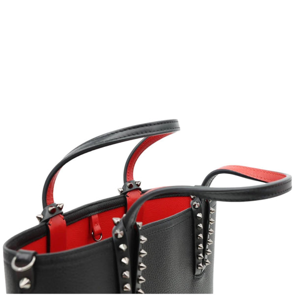 CHRISTIAN LOUBOUTIN Cabata Spikes Mini East West Calf Leather Tote Bag Black