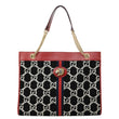 GUCCI Rajah GG Tweed Chain Tote Bag Black 537219