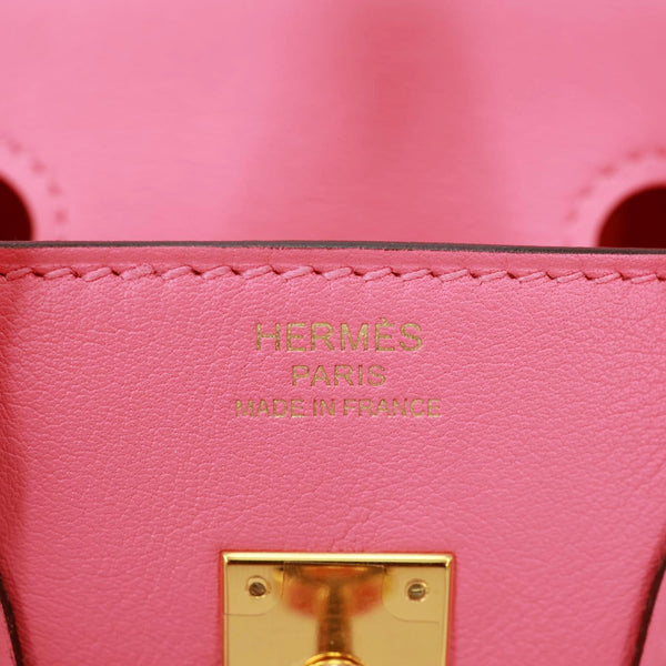 HERMES Birkin 25 Swift Leather Satchel Bag Rose Azalee