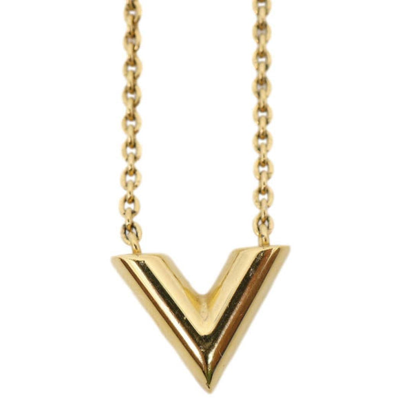 LOUIS VUITTON Essential V Metal Necklace Gold