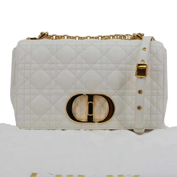 CHRISTIAN DIOR Dior Caro Cannage Calfskin Leather Crossbody Bag White