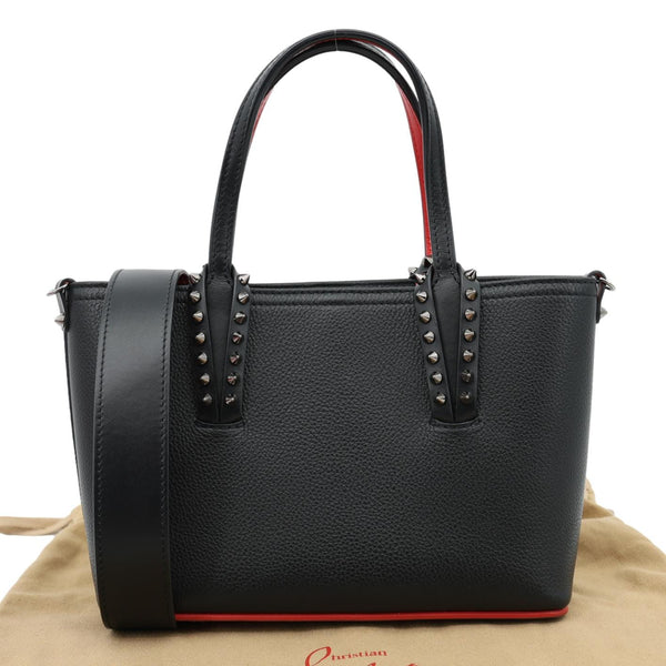 CHRISTIAN LOUBOUTIN Cabata Spikes Mini East West Calf Leather Tote Bag Black