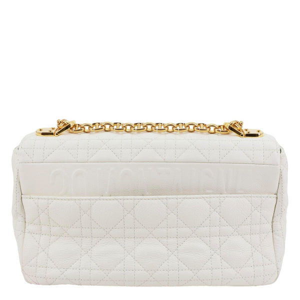CHRISTIAN DIOR Dior Caro Cannage Calfskin Leather Crossbody Bag White