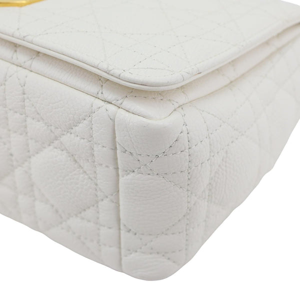 CHRISTIAN DIOR Dior Caro Cannage Calfskin Leather Crossbody Bag White
