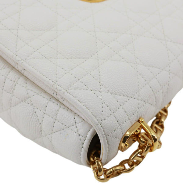 CHRISTIAN DIOR Dior Caro Cannage Calfskin Leather Crossbody Bag White