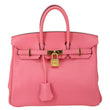 HERMES Birkin 25 Swift Leather Satchel Bag Rose Azalee