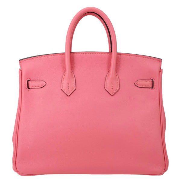 HERMES Birkin 25 Swift Leather Satchel Bag Rose Azalee