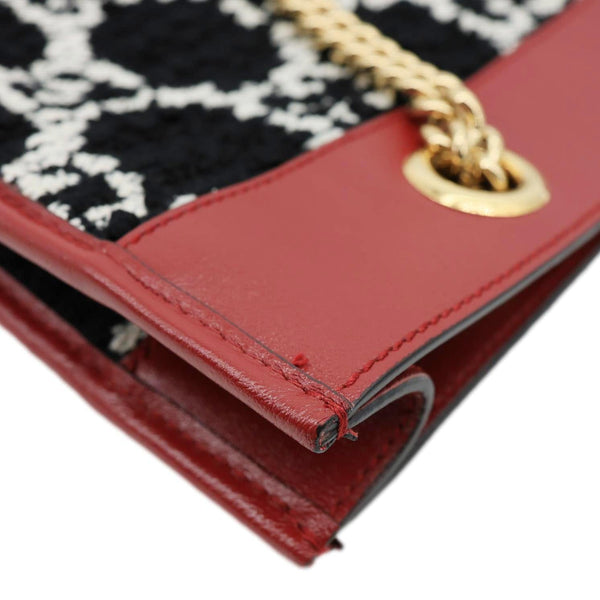 GUCCI Rajah GG Tweed Chain Tote Bag Black 537219