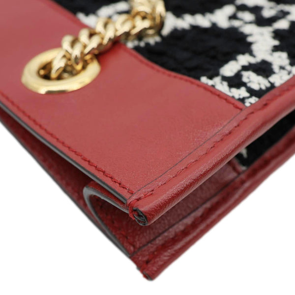 GUCCI Rajah GG Tweed Chain Tote Bag Black 537219