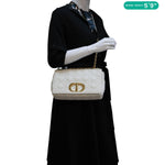 CHRISTIAN DIOR Dior Caro Cannage Calfskin Leather Crossbody Bag White