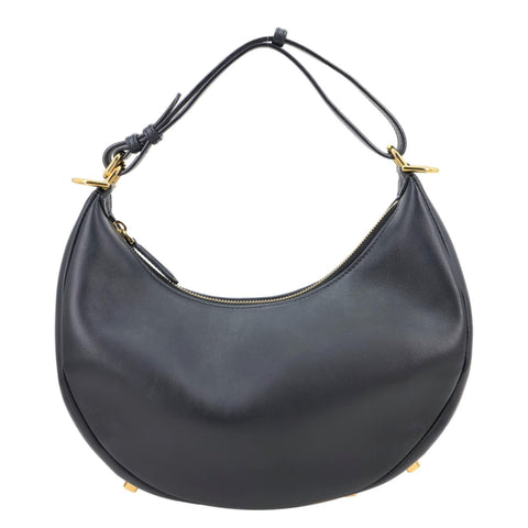 FENDI Fendigraphy Leather Hobo Bag Black