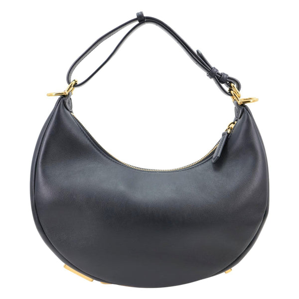 FENDI Fendigraphy Leather Hobo Bag Black