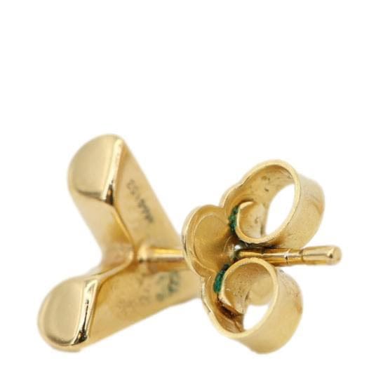 LOUIS VUITTON V Stud Essential Metal Earrings Gold