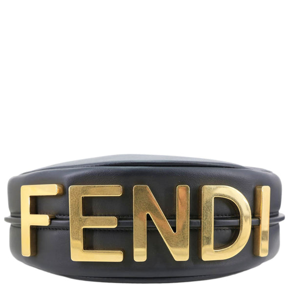 FENDI Fendigraphy Leather Hobo Bag Black