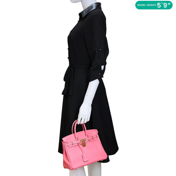 HERMES Birkin 25 Swift Leather Satchel Bag Rose Azalee