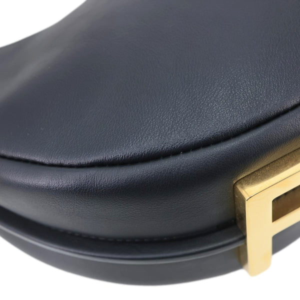 FENDI Fendigraphy Leather Hobo Bag Black